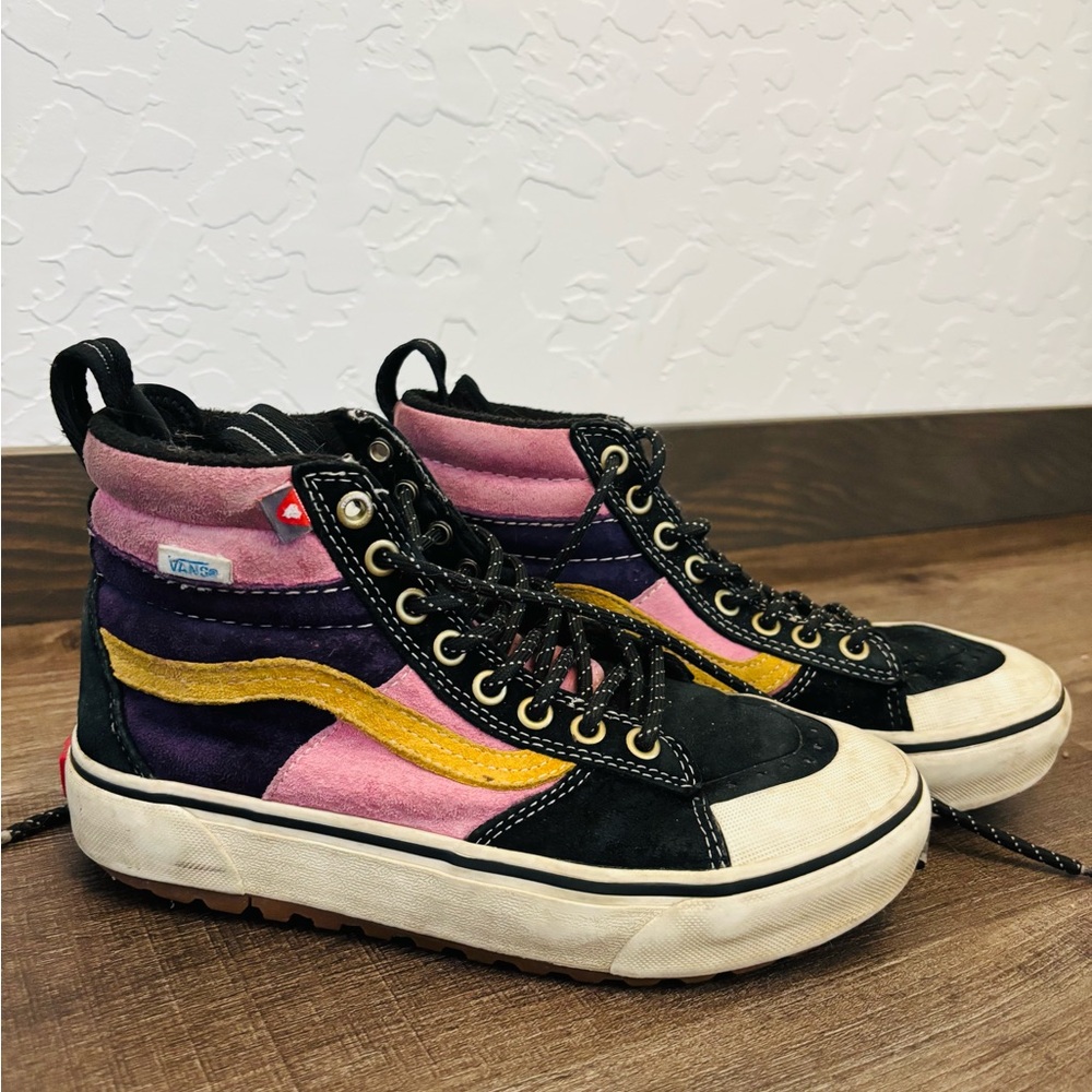 MT High-Top Sneakers in Pink, Purple & Yellow Accent